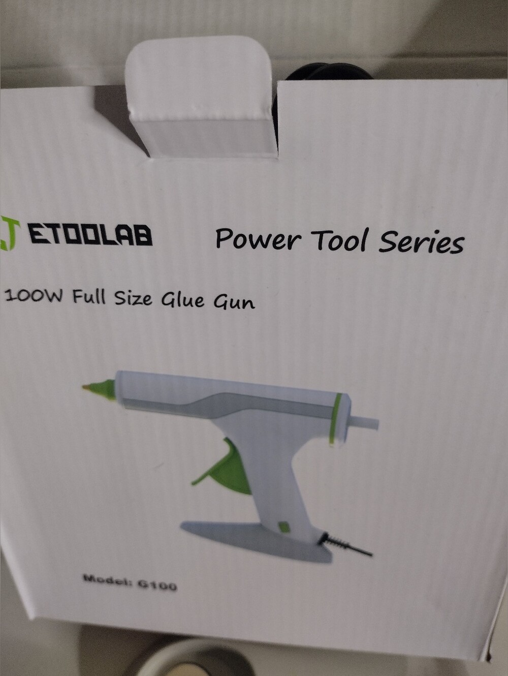 Etoolab 100W Full Size Glue Gun - White with Green Accents With 14 Glue Sticks